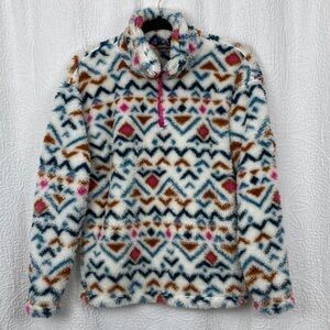 Eddie Bauer Women’s Southwest Print High Pile Fleece Pullover sz Medium